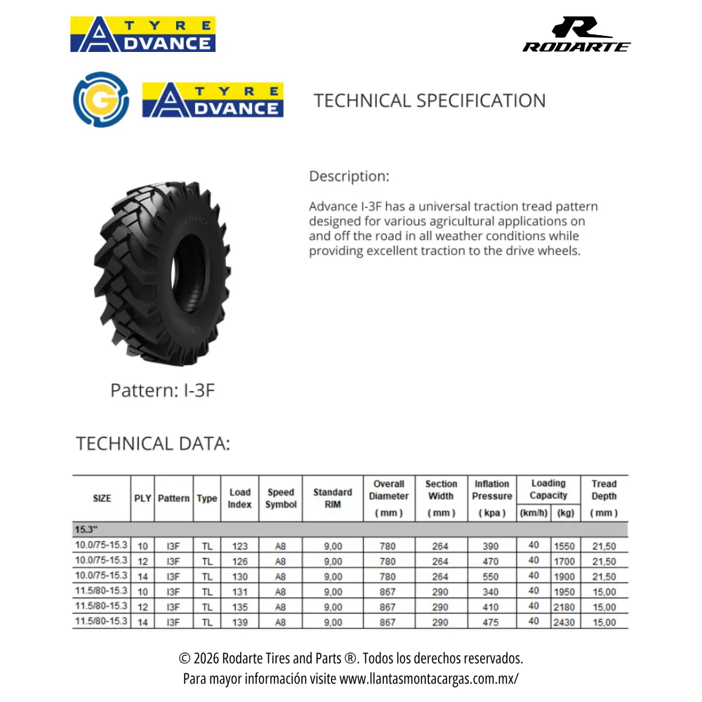 I-3F ADVANCE TL - technical specifications